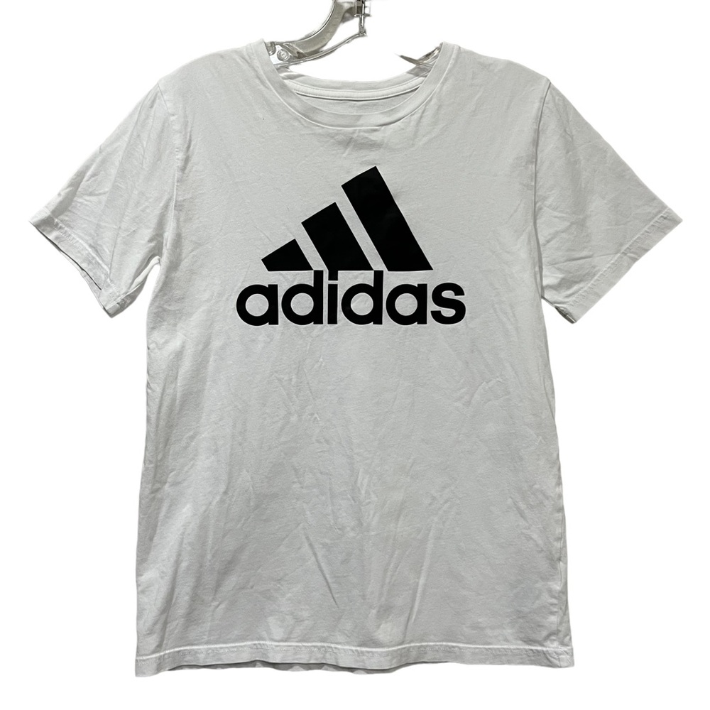Adidas Medium Youth White Black Sports Athletic Active Shirt Tee